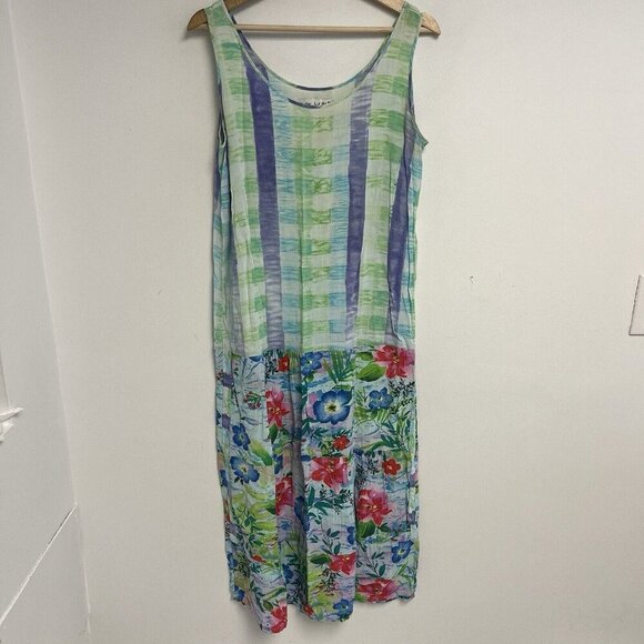 Jams World Blue Check Maxi Midi Summer Dress Womens Multicolor Sz S - Picture 6 of 12